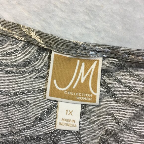 JM Collection Tank Top Blouse Sz 1X Womans Plus Gray Shimmery Sleeveless Stretch - Picture 7 of 11